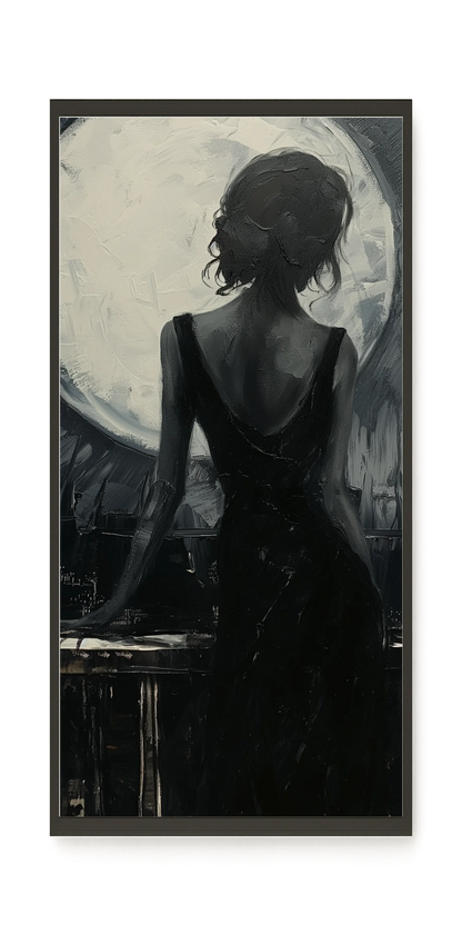 Woman Facing the Moon Canvas Wall Art