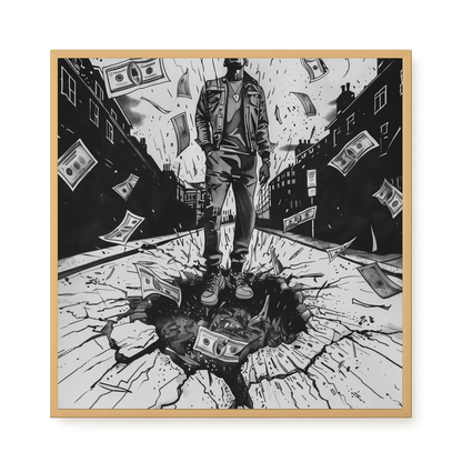 Man Surrounded by Falling Money Canvas Wall Art