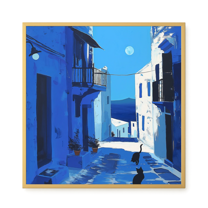 Blue Alley with Cats Canvas Print