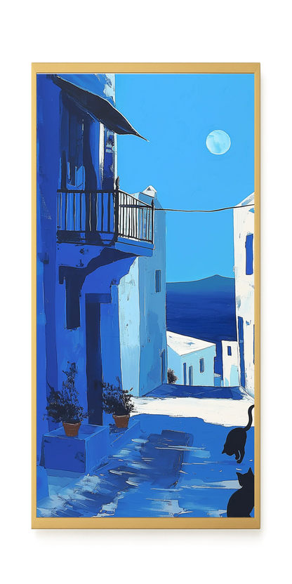 Blue Alley with Cats Canvas Print