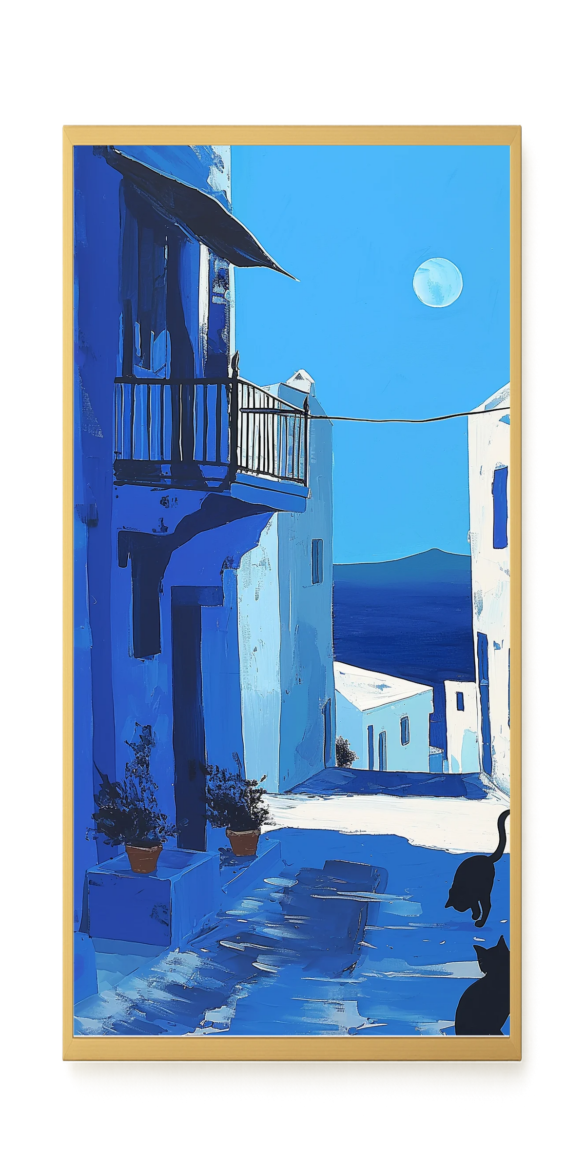Blue Alley with Cats Canvas Print