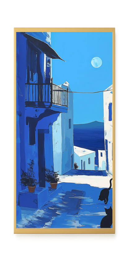 Blue Alley with Cats Canvas Print