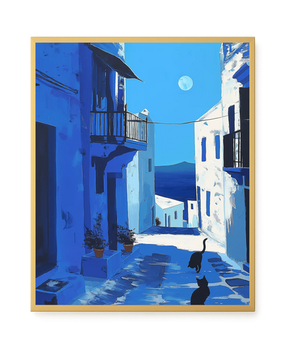 Blue Alley with Cats Canvas Print