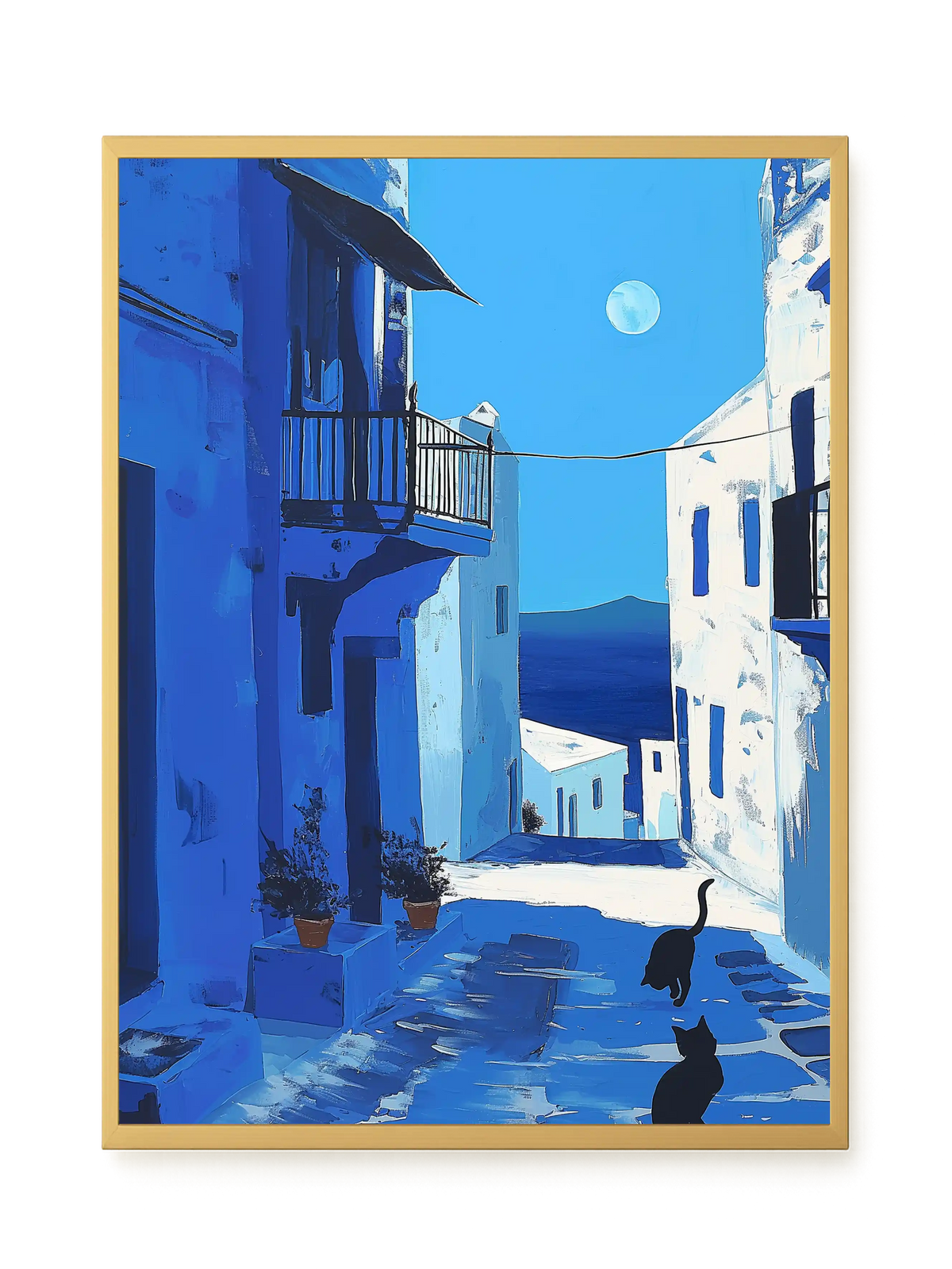 Blue Alley with Cats Canvas Print
