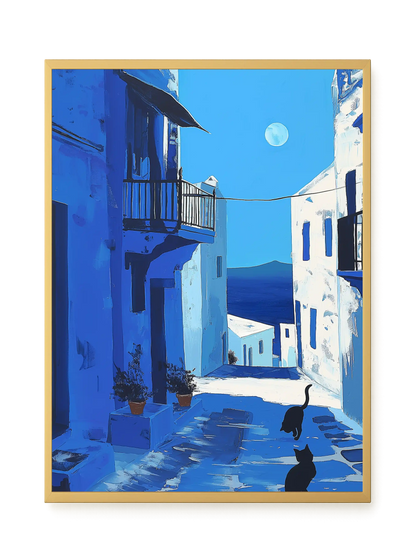 Blue Alley with Cats Canvas Print