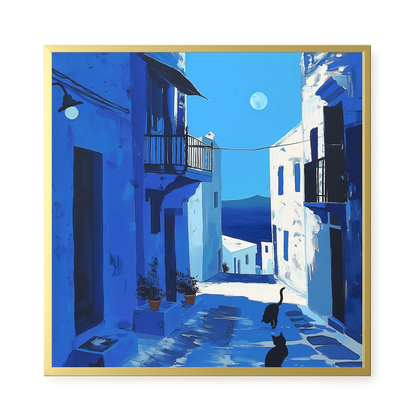 Blue Alley with Cats Canvas Print