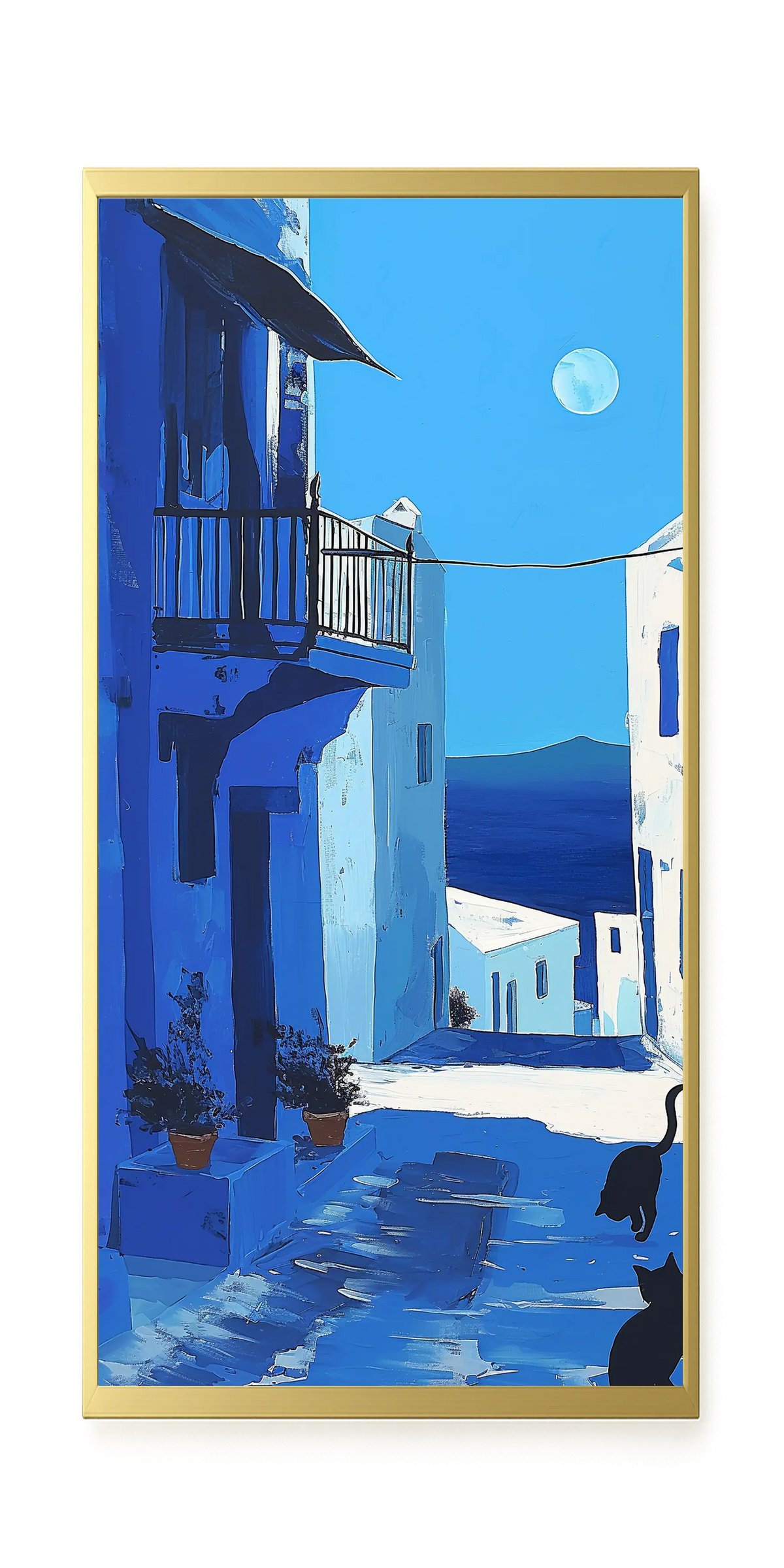Blue Alley with Cats Canvas Print