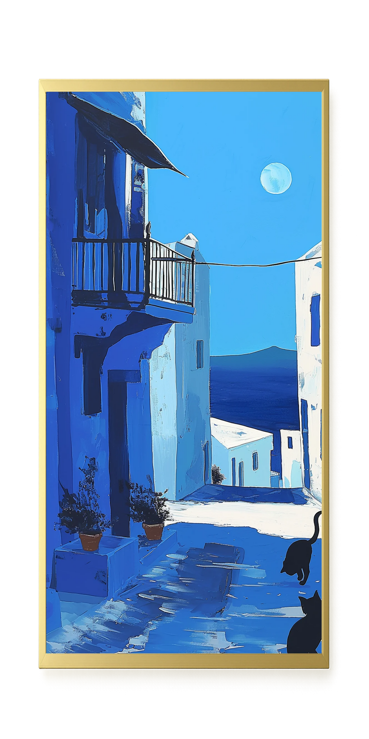 Blue Alley with Cats Canvas Print