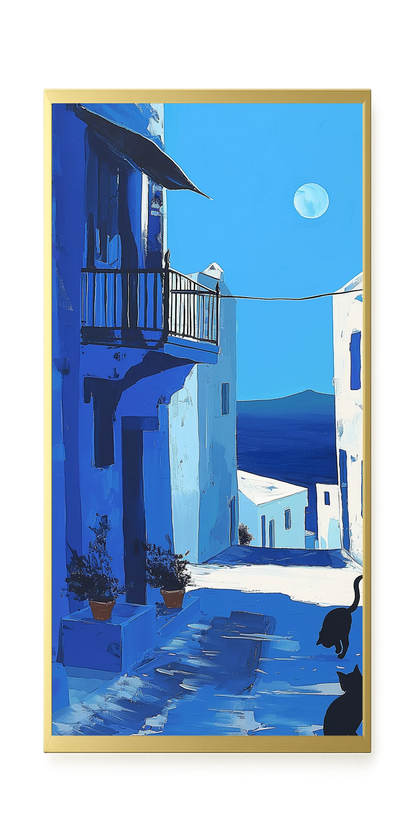 Blue Alley with Cats Canvas Print