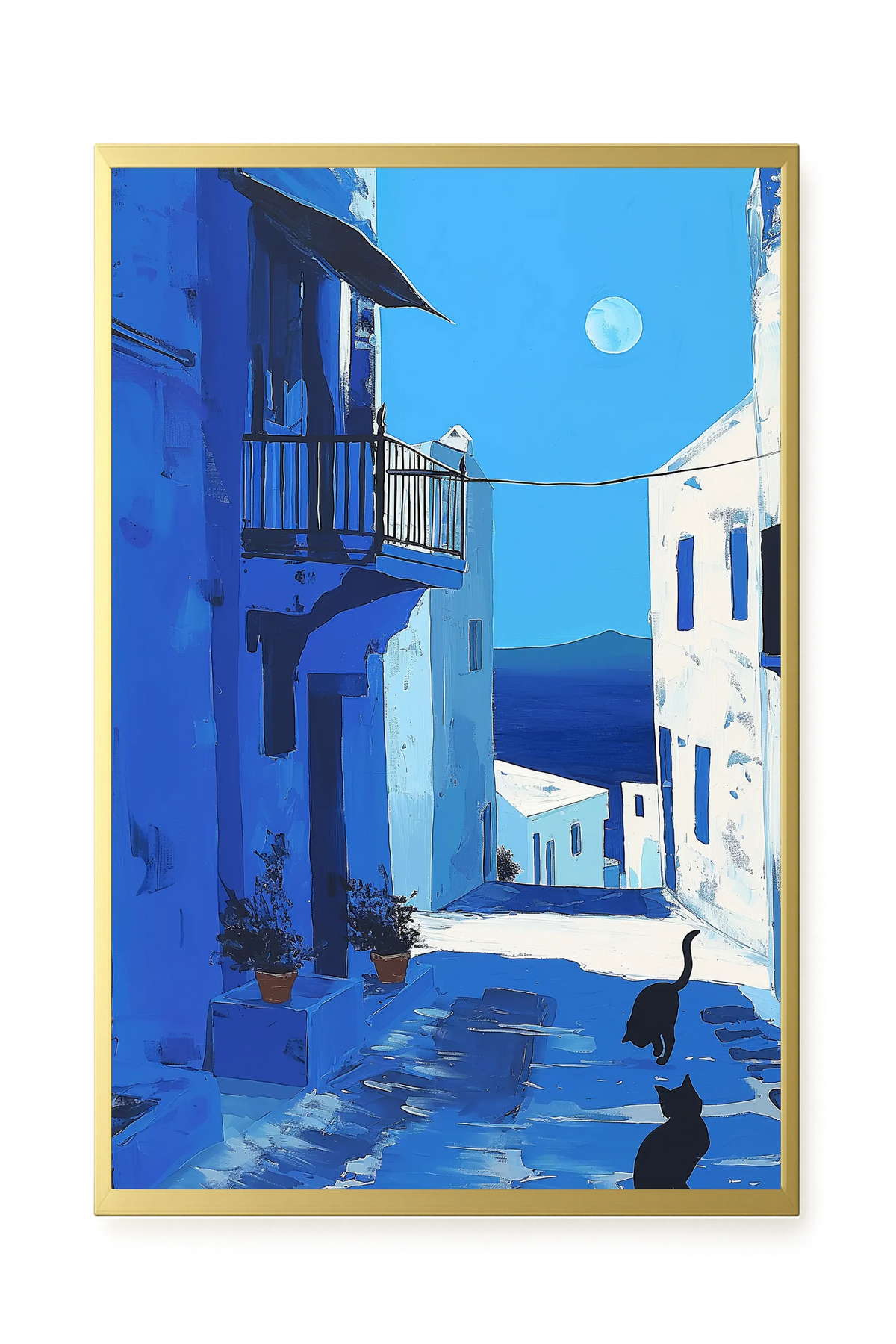 Blue Alley with Cats Canvas Print