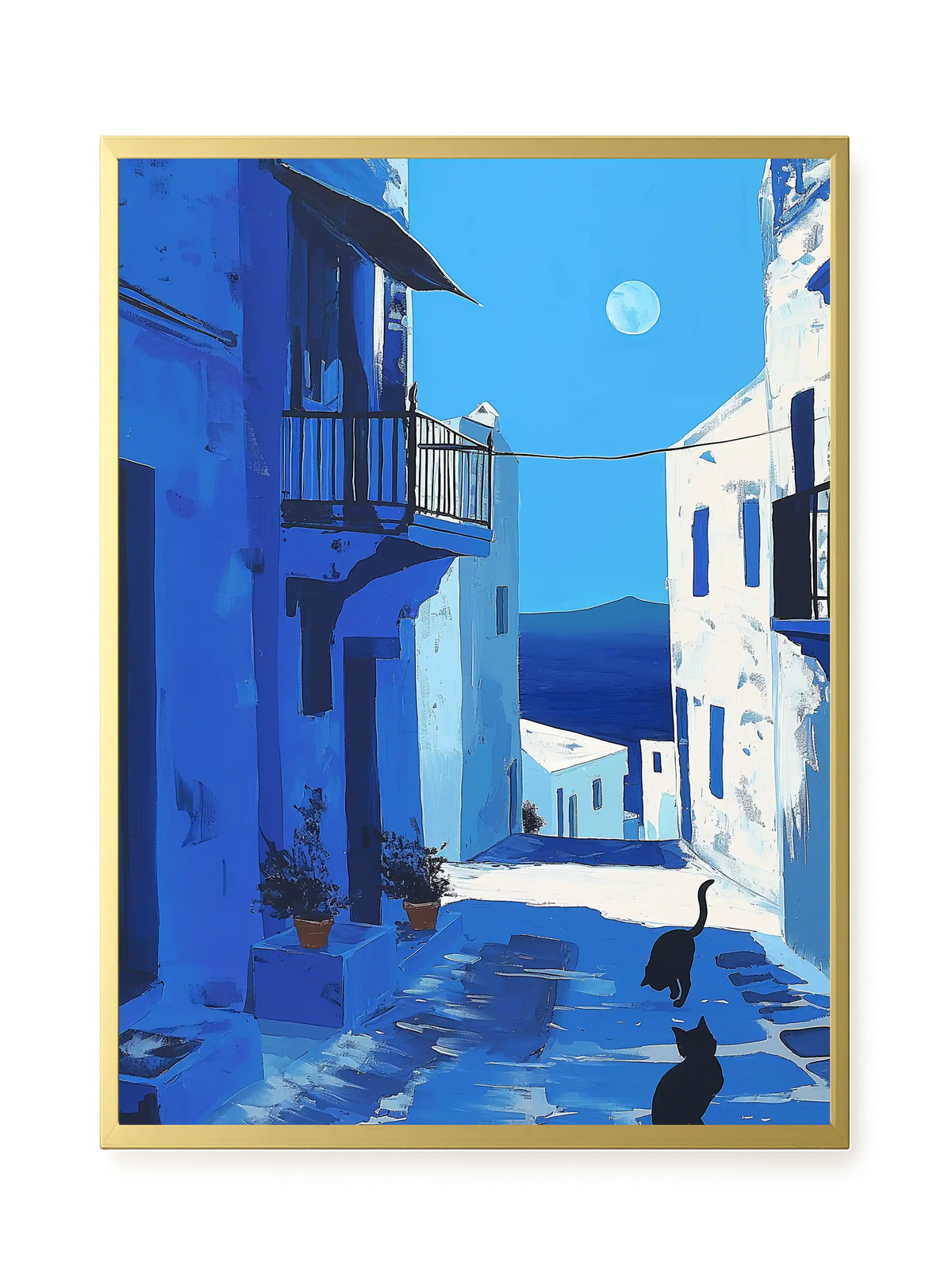 Blue Alley with Cats Canvas Print