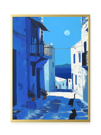 Blue Alley with Cats Canvas Print