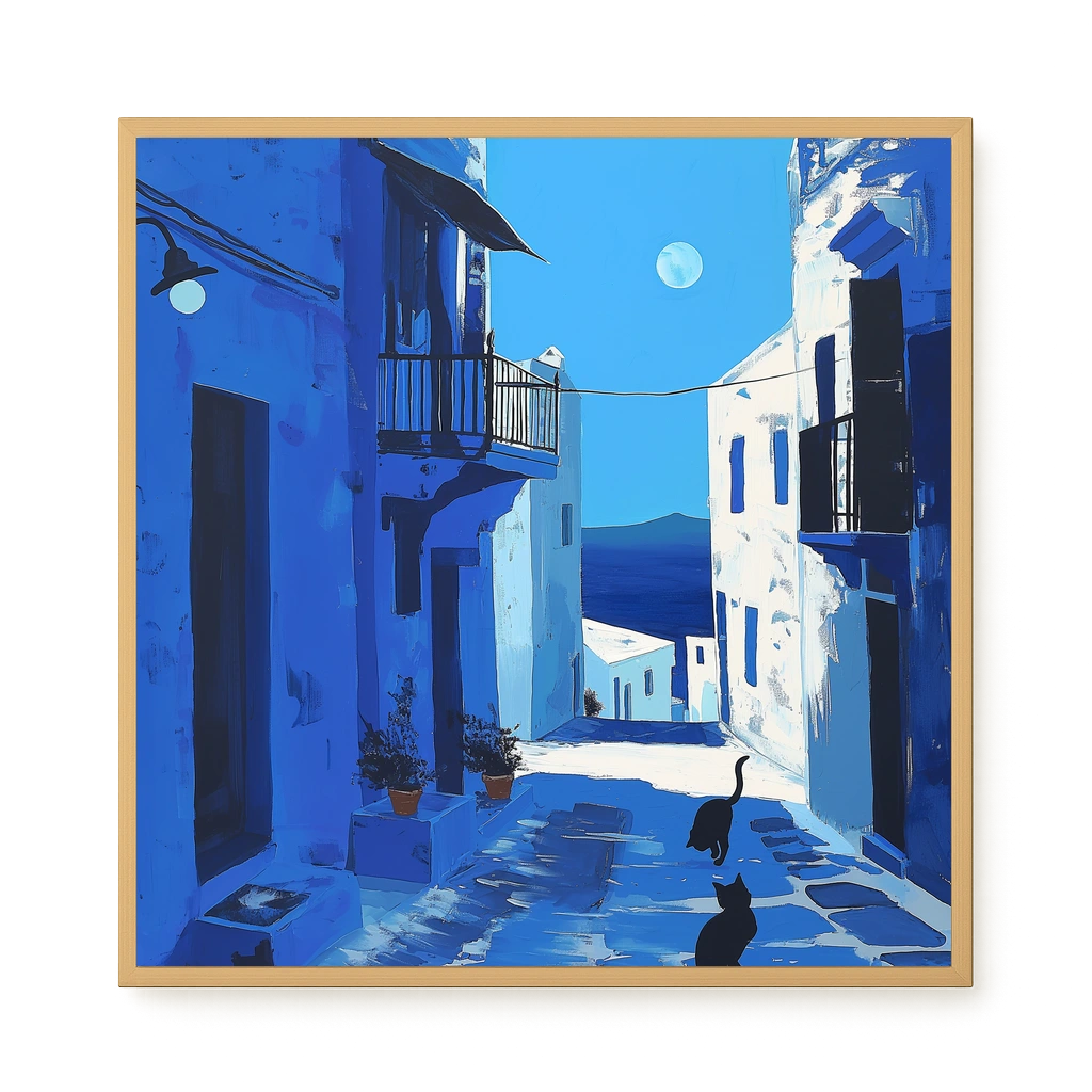 Blue Alley with Cats Canvas Print