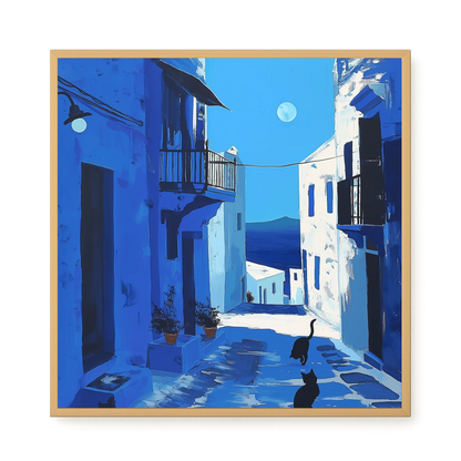 Blue Alley with Cats Canvas Print