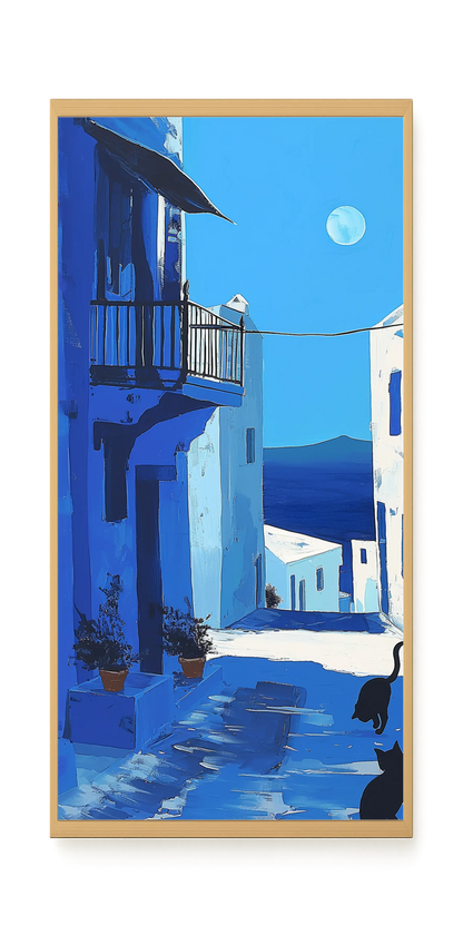 Blue Alley with Cats Canvas Print