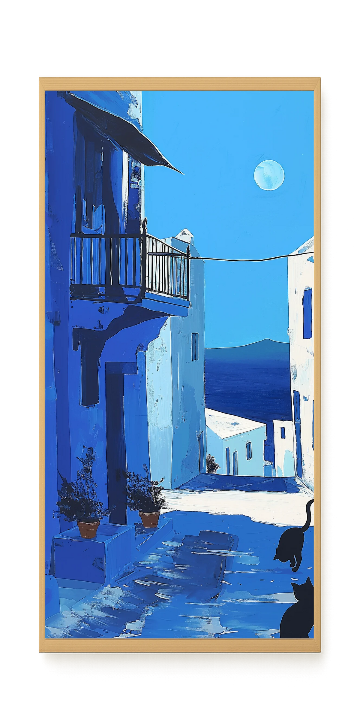 Blue Alley with Cats Canvas Print
