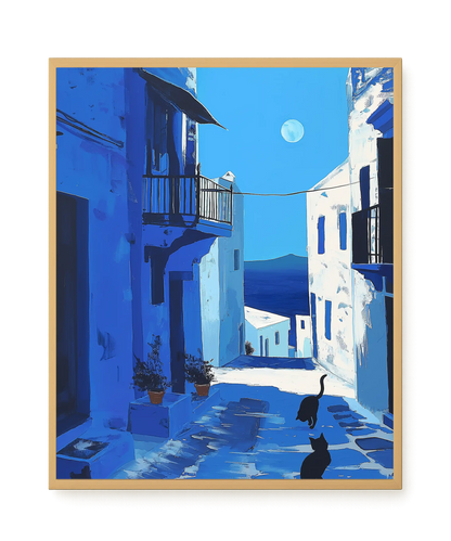 Blue Alley with Cats Canvas Print