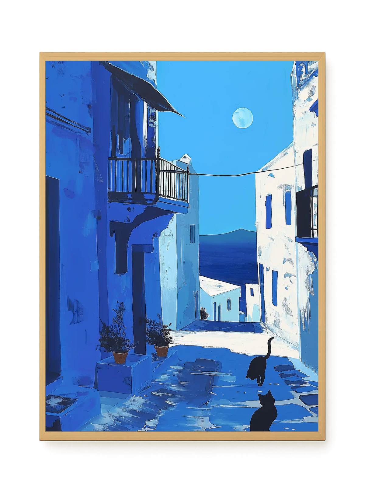 Blue Alley with Cats Canvas Print