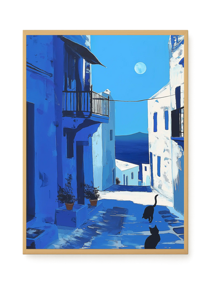 Blue Alley with Cats Canvas Print