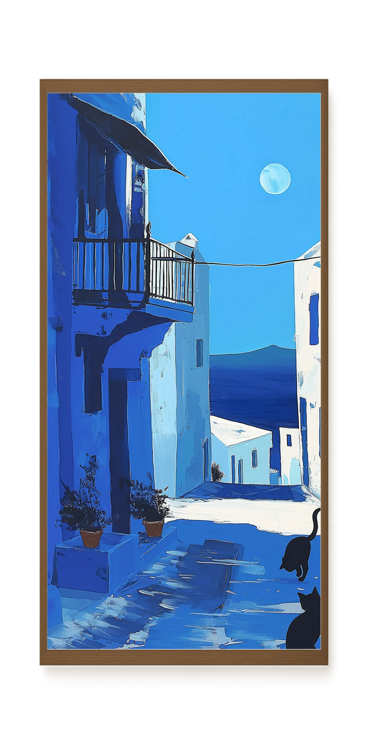 Blue Alley with Cats Canvas Print