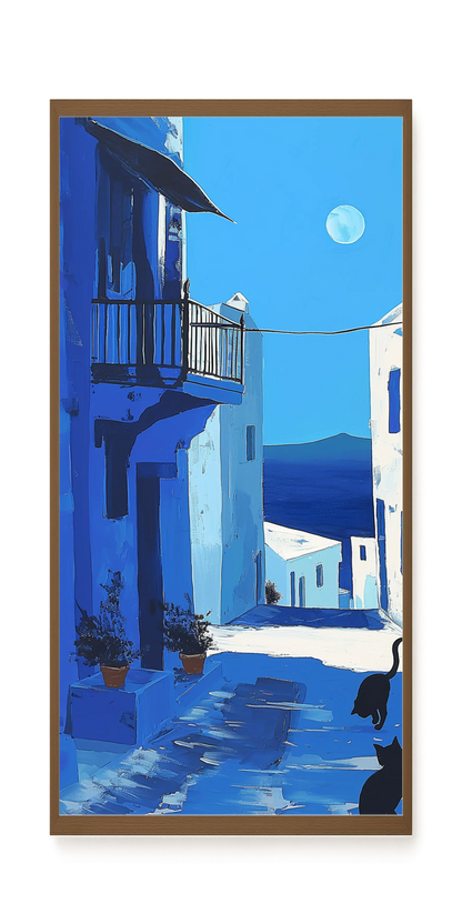 Blue Alley with Cats Canvas Print