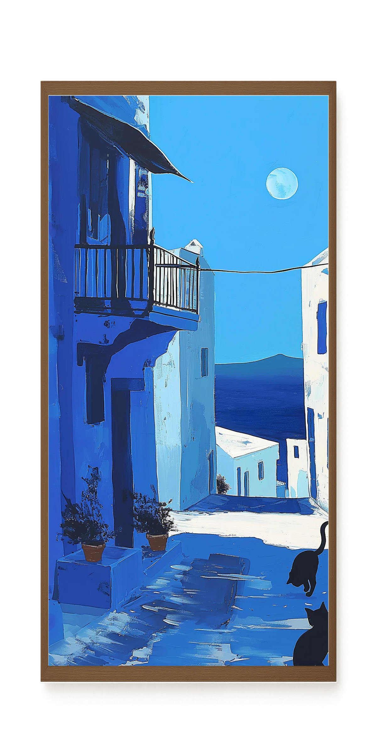 Blue Alley with Cats Canvas Print