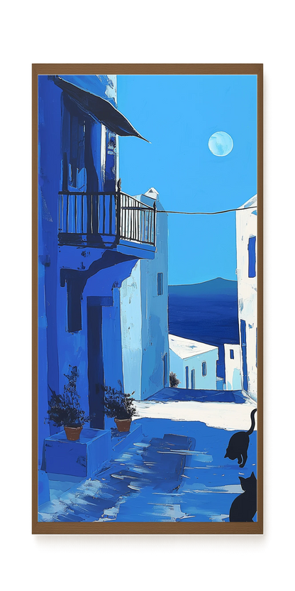 Blue Alley with Cats Canvas Print