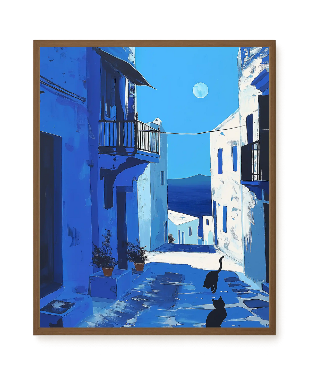Blue Alley with Cats Canvas Print