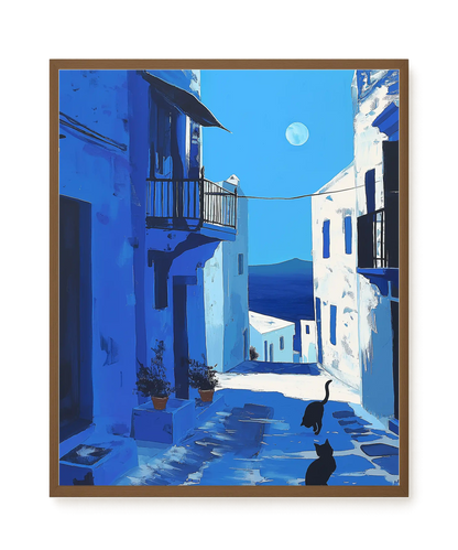 Blue Alley with Cats Canvas Print
