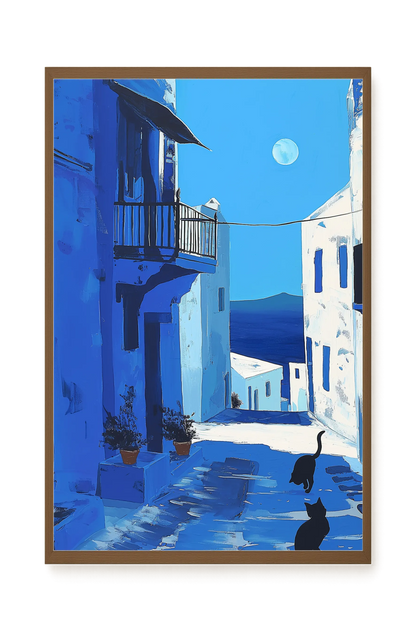 Blue Alley with Cats Canvas Print
