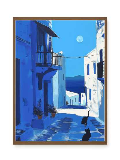 Blue Alley with Cats Canvas Print