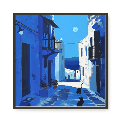 Blue Alley with Cats Canvas Print