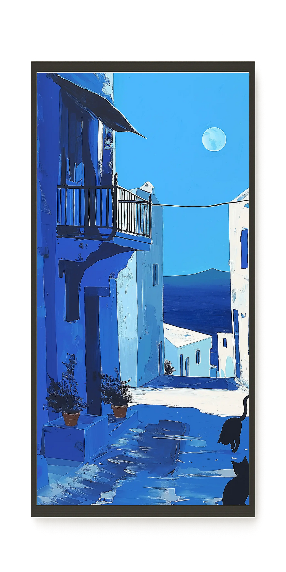 Blue Alley with Cats Canvas Print