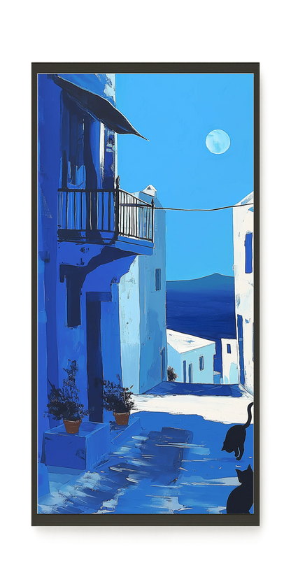 Blue Alley with Cats Canvas Print