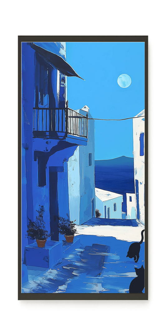 Blue Alley with Cats Canvas Print