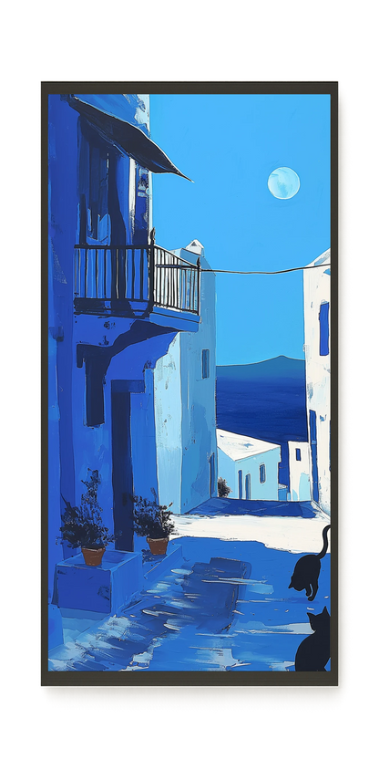 Blue Alley with Cats Canvas Print
