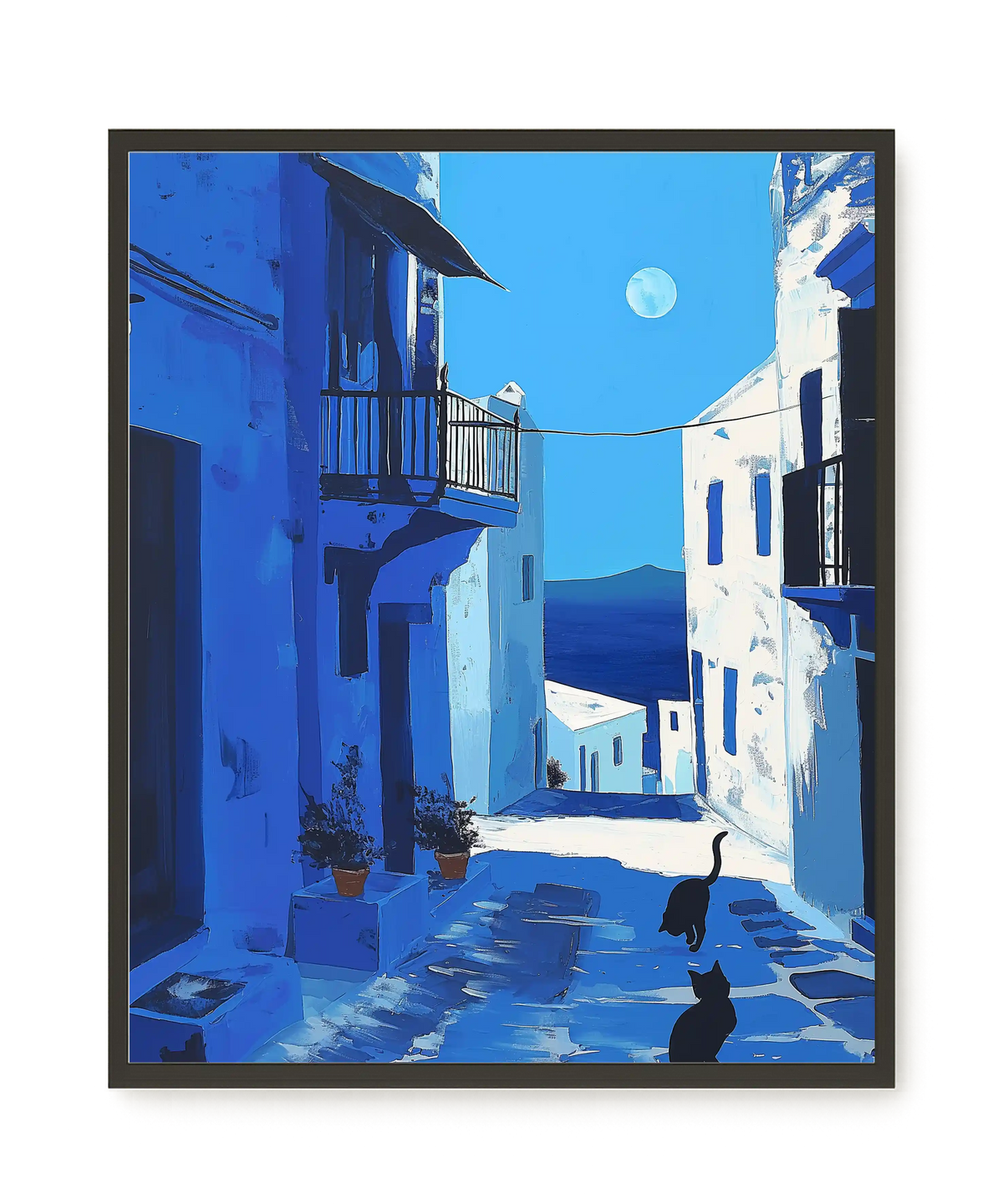 Blue Alley with Cats Canvas Print