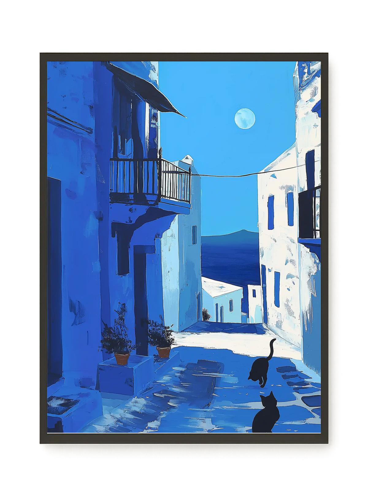 Blue Alley with Cats Canvas Print
