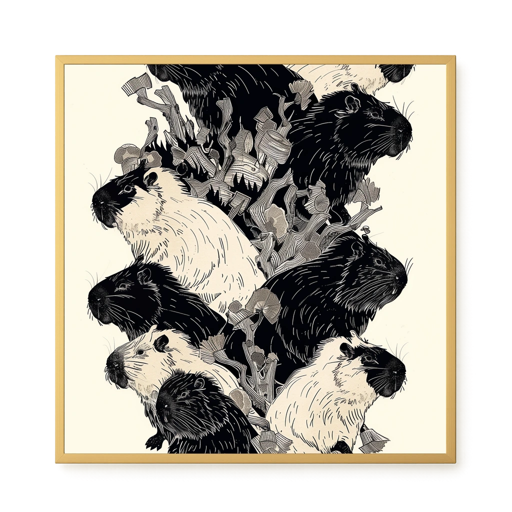 Artistic Guinea Pig Pattern Canvas Wall Art