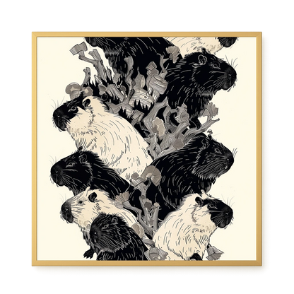 Artistic Guinea Pig Pattern Canvas Wall Art