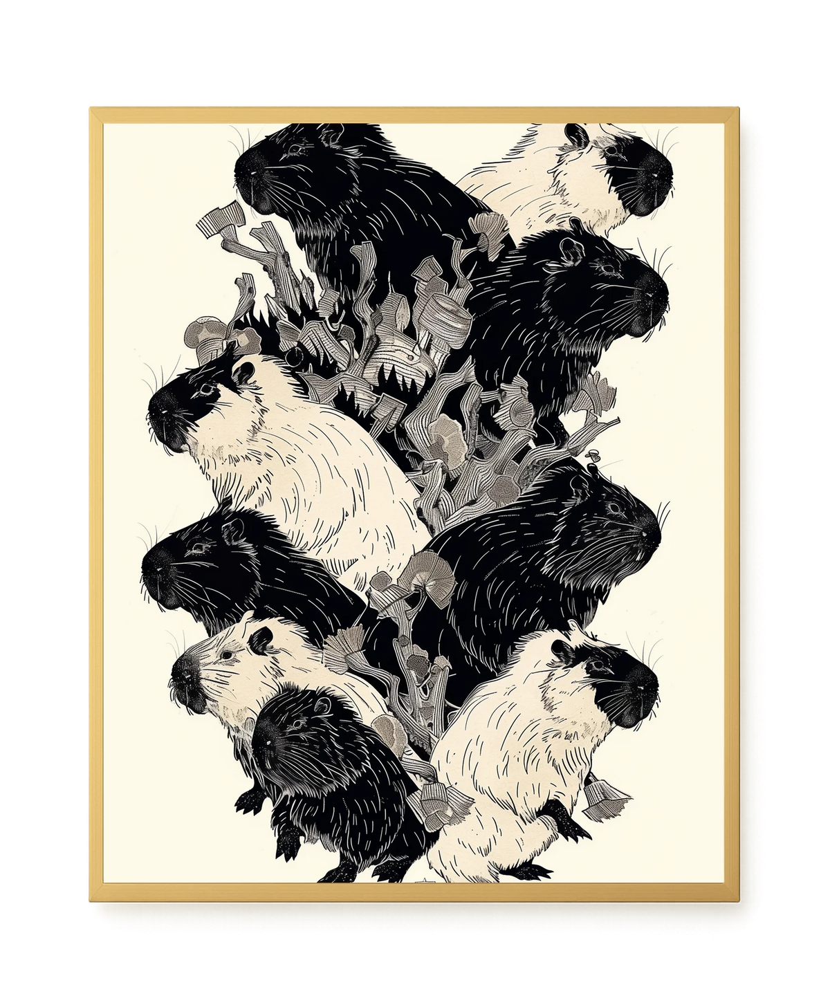 Artistic Guinea Pig Pattern Canvas Wall Art