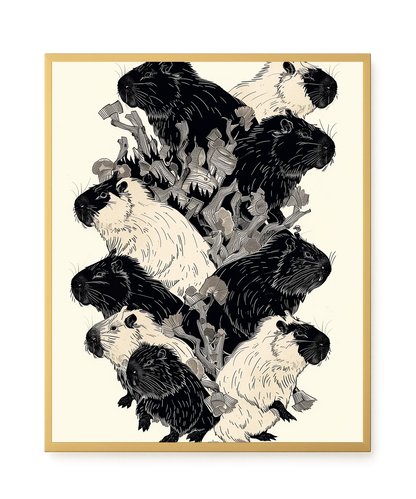 Artistic Guinea Pig Pattern Canvas Wall Art