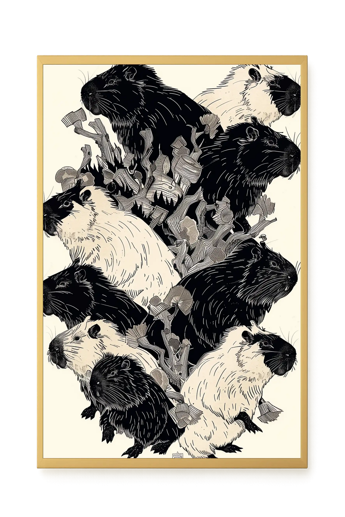 Artistic Guinea Pig Pattern Canvas Wall Art