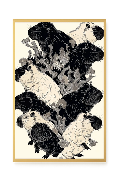 Artistic Guinea Pig Pattern Canvas Wall Art
