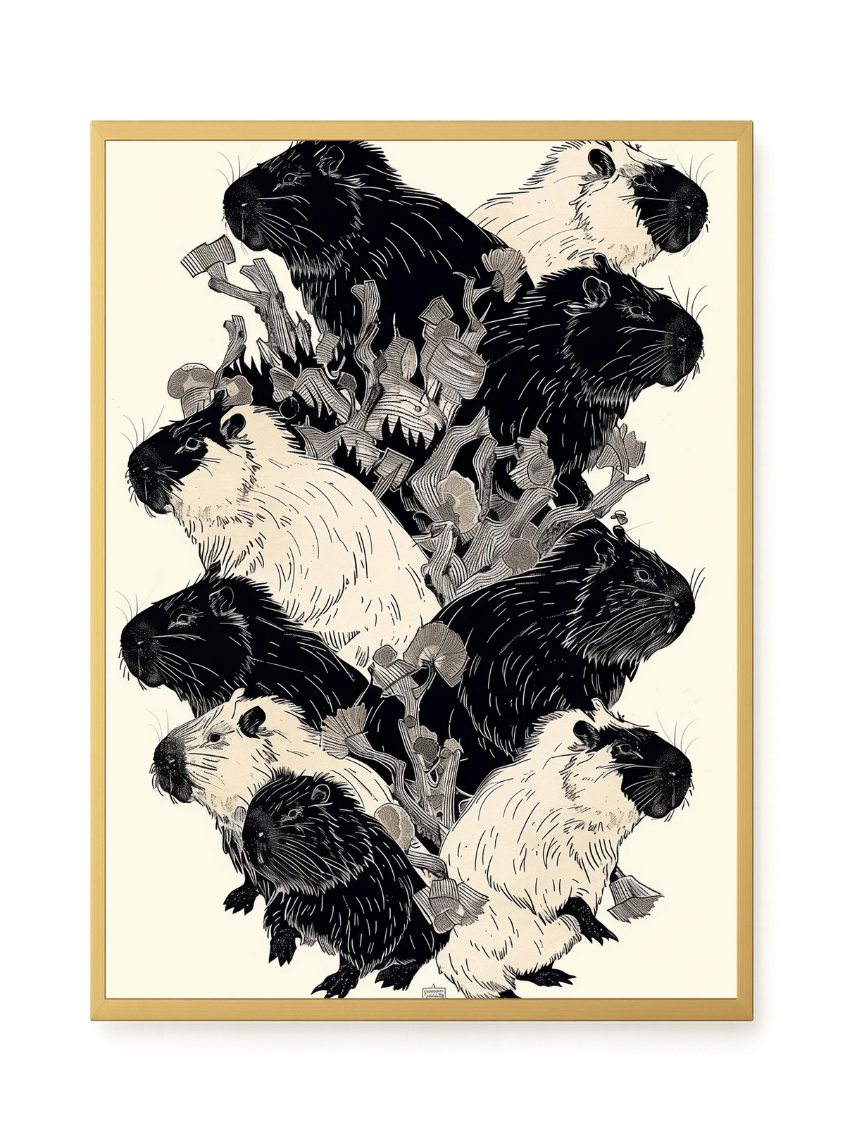 Artistic Guinea Pig Pattern Canvas Wall Art