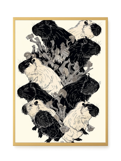 Artistic Guinea Pig Pattern Canvas Wall Art