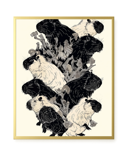 Artistic Guinea Pig Pattern Canvas Wall Art