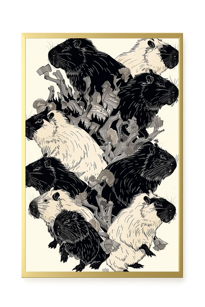 Artistic Guinea Pig Pattern Canvas Wall Art