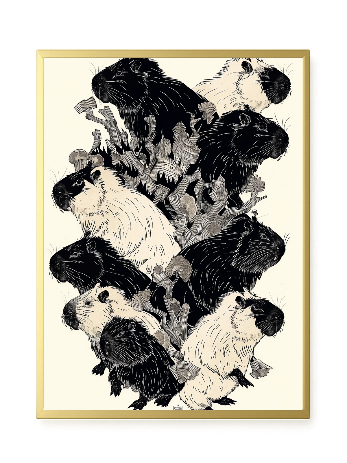 Artistic Guinea Pig Pattern Canvas Wall Art