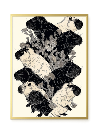 Artistic Guinea Pig Pattern Canvas Wall Art